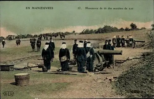 Ak En Manoeuvres, Manoeuvre de tir des mortiers de 220, Geschütze