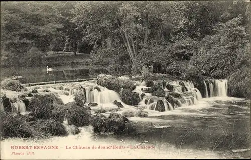 Ak Robert Espagne Lothringen Meuse, Le Chateau de Jeand' Heurs, La Cascade