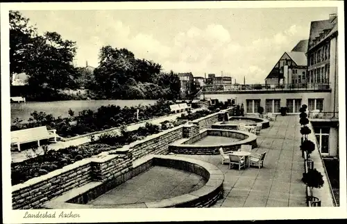 Ak Aachen in Nordrhein Westfalen, Landesbad, Terrasse, Parkanlage