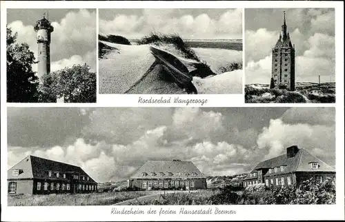 Ak Nordseebad Wangerooge in Ostfriesland, Westturm, Jugendherberge, Leuchtturm, Kinderheim