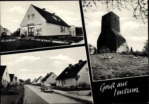 Ak Imsum Geestland Niedersachsen, Edeka Markt, Siedlung, Kirchenruine