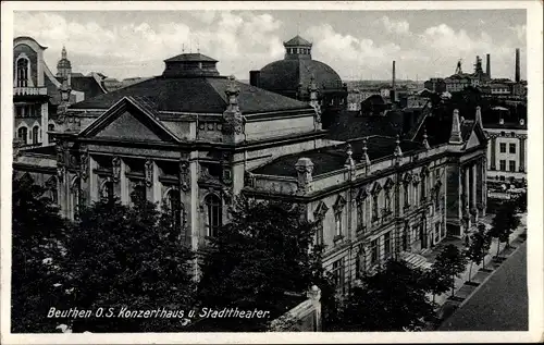 Ak Bytom Beuthen Oberschlesien, Konzerthaus, Stadttheater
