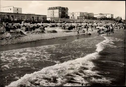 Ak Nordseebad Wangerooge in Ostfriesland, Strand bei Flut