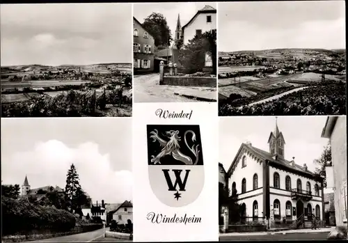 Ak Windesheim in Rheinland Pfalz, Teilansichten, Kirche, Wappen