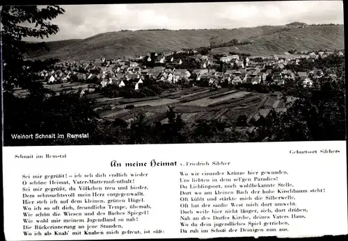 Ak Schnait Weinstadt in Württemberg, Gedicht An meine Heimat v. Friedrich Silcher