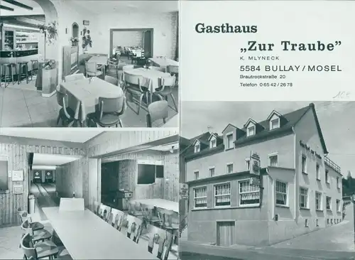 Klapp Ak Bullay an der Mosel, Gasthaus Zur Traube, Panorama