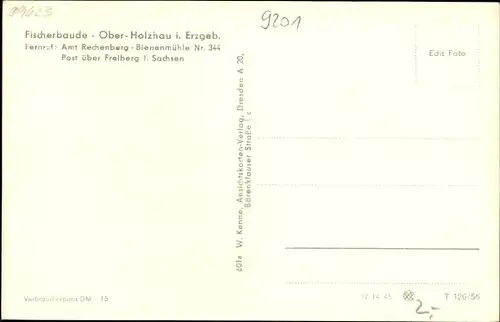 Ak Ober Holzhau Rechenberg Bienenmühle Erzgebirge, Blick auf Fischerbaude