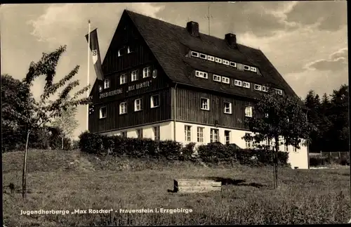 Ak Frauenstein im Erzgebirge, Jugendherberge Max Roscher, Gesamtansicht