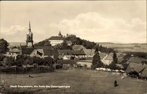 Ak Frauenstein Erzgebirge, Panoramablick auf die Perle des Osterzgebirges