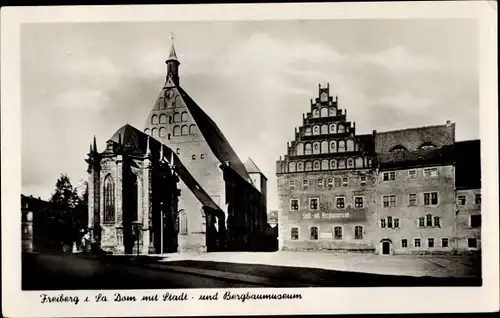 Ak Freiberg im Kreis Mittelsachsen, Untermarkt mit Dom, Stadt und Bergbaumuseum