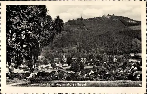 Ak Erdmannsdorf Augustusburg Sachsen, Blick zur Burg, Ort