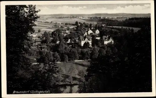 Ak Braunsdorf an der Zschopau Niederwiesa Sachsen, Blick über den Ort, Zschopautal