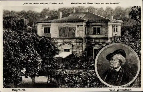 Ak Bayreuth in Oberfranken, Komponist Richard Wagner, Villa Wahnfried