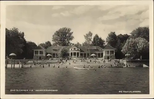 Ak Bad Schachen Lindau Bodensee, Neues Strandbad, Badegäste