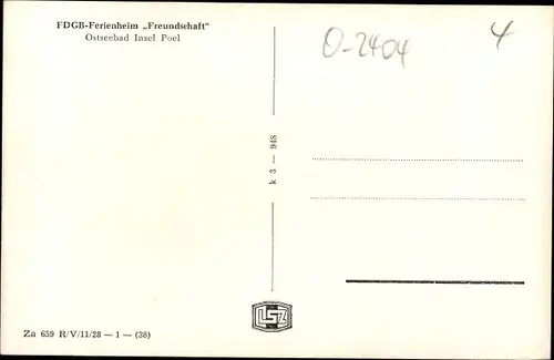 Ak Insel Poel Mecklenburg, FDGB Ferienheim Freundschaft