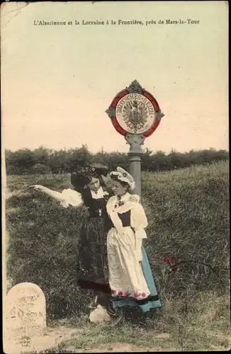 Ak Mars la Tour Lothringen Meurthe et Moselle, L'Alsacienne et la Lorraineà la Frontiere, Tracht