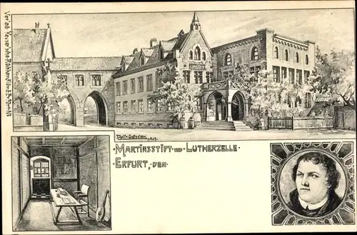 Litho Erfurt in Thüringen, Martinsstift, Lutherzelle