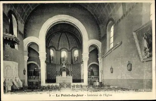 Ak Le Point du Jour Rhône, Interieur de l'Eglise