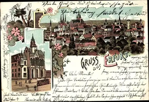 Litho Erfurt in Thüringen, Panorama, Rathaus