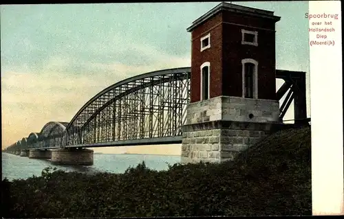 Ak Moerdijk Nordbrabant Niederlande, Spoorbrug over het Hollandsch Deep, Eisenbahnbrücke