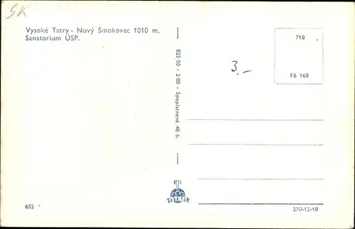 Ak Nový Smokovec Uj Tátrafüred Neuschmecks Vysoké Tatry Hohe Tatra Slowakei, Sanatorium USP