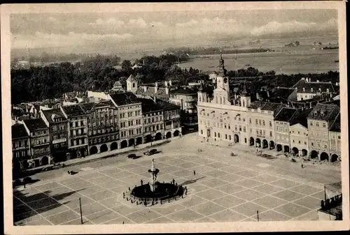 Ak Budweis České Budějovice Südböhmen Tschechien, Marktplatz, Brunnen, Rathaus