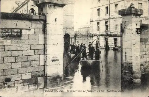Ak Besançon Doubs, Caserne Ruly, Inondations Janvier 1910