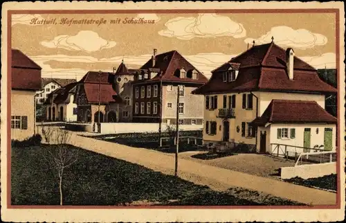 Ak Huttwil Kanton Bern, Hofmattstraße mit Schulhaus