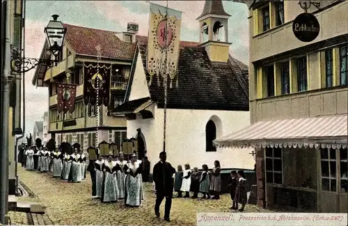Ak Appenzell Stadt Kanton Innerrhoden, Prozession bei der Abtskapelle