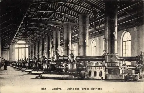 Ak Genève Genf Stadt, Usine des Forces Motrices, Fabrik, Wasserkraftwerk