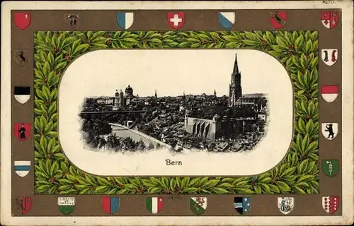 Präge Wappen Passepartout Ak Bern Stadt Schweiz, Blick auf den Ort