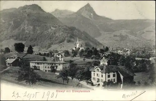 Ak Giswyl Giswil Obwalden, Blick auf den Ort mit Giswylerstock