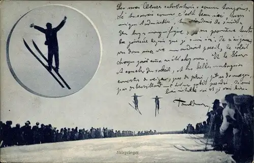 Ak Skispringer, Zuschauer, Winter