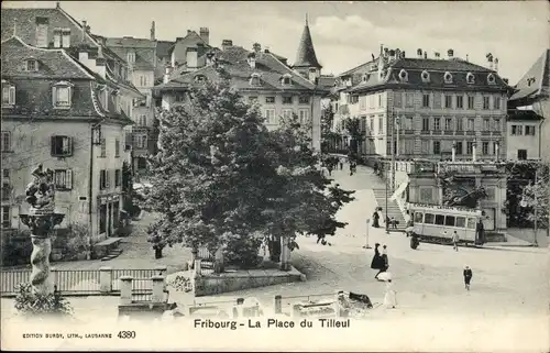 Ak Fribourg Freiburg Stadt Schweiz, La Place du Tilleul