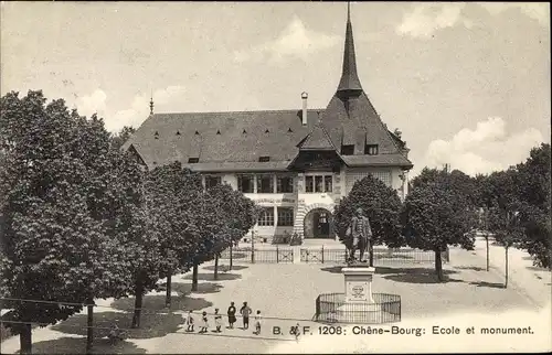 Ak Chêne-Bourg Kanton Genf, Ecole et monument