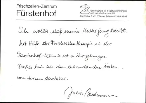 Ak Schauspielerin Julia Biedermann, Portrait, Autogramm