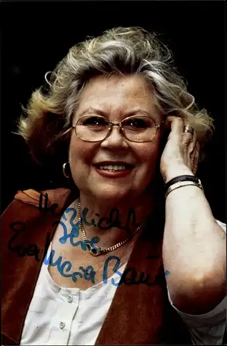 Foto Ak Schauspielerin Eva Maria Bauer, Portrait, Autogramm, Brille