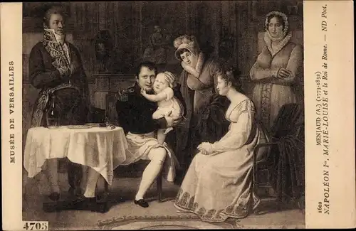 Künstler Ak Menjaud, Napoléon Ier, Marie Louise et le Roi de Rome, Neurdein Frères N.D. 1602
