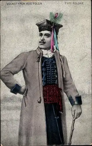 Ak Volkstypen aus Polen, Typy Polskie, junger Mann in Tracht