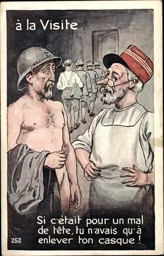 Ak Nackter Soldat, Arzt, Untersuchung, A la Visite, Si cetait pour un mal...