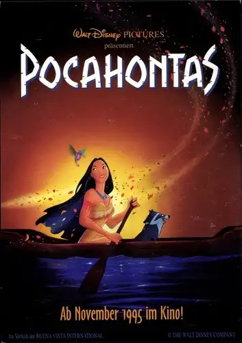 Ak Filmplakat Pocahontas, Walt Disney Pictures, 1995