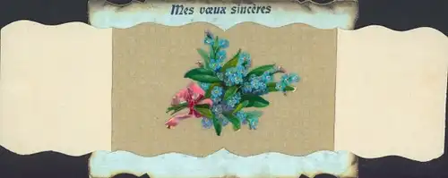 Mechanische Ak Blumenstrauß, Vergissmeinnicht, Kitsch