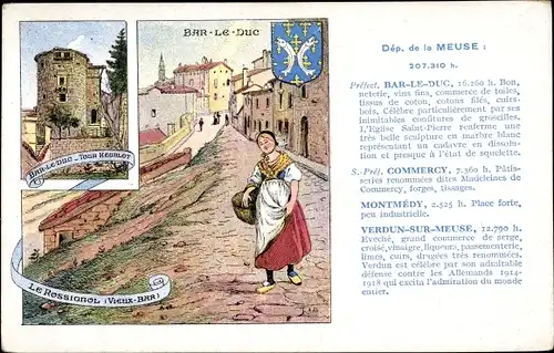 Wappen Ak Bar le Duc Meuse, Tour Heublot, Le Rossignol