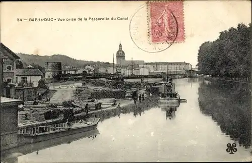 Ak Bar le Duc Meuse, Vue prise de la Passerelle du Canal