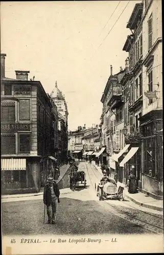 Ak Épinal Lothringen Vosges, La Rue Leopold Bourg