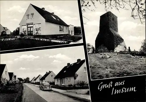 Ak Imsum Geestland Niedersachsen, Edeka Markt, Siedlung, Kirchenruine