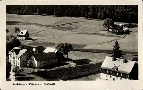 Ak Holzhau Rechenberg Bienenmühle Erzgebirge, Vogelschau, Teichhaus