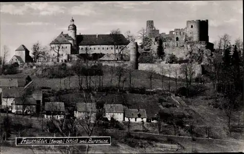 Ak Frauenstein im Erzgebirge, Blick auf Burgruine und Schloss