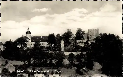 Ak Frauenstein im Erzgebirge, Schloss u. Ruine, Panorama