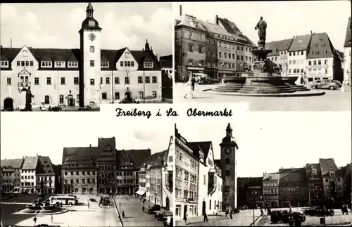 Ak Freiberg in Sachsen, Obermarkt, verschiedene Perspektiven